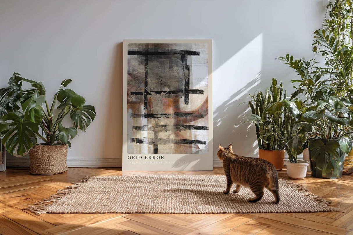 Paul Sinus Kunstdruck 40x60cm Grid Error Struktur Fehler Raster Grau Schwarz Abstrakt Bewegung