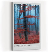 Paul Sinus Kunstdruck 40x60cm Herbst Wald Nebel Rot Bäume Stille Natur Scarlet Silence