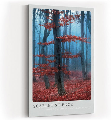 Paul Sinus Kunstdruck 40x60cm Herbst Wald Nebel Rot Bäume Stille Natur Scarlet Silence