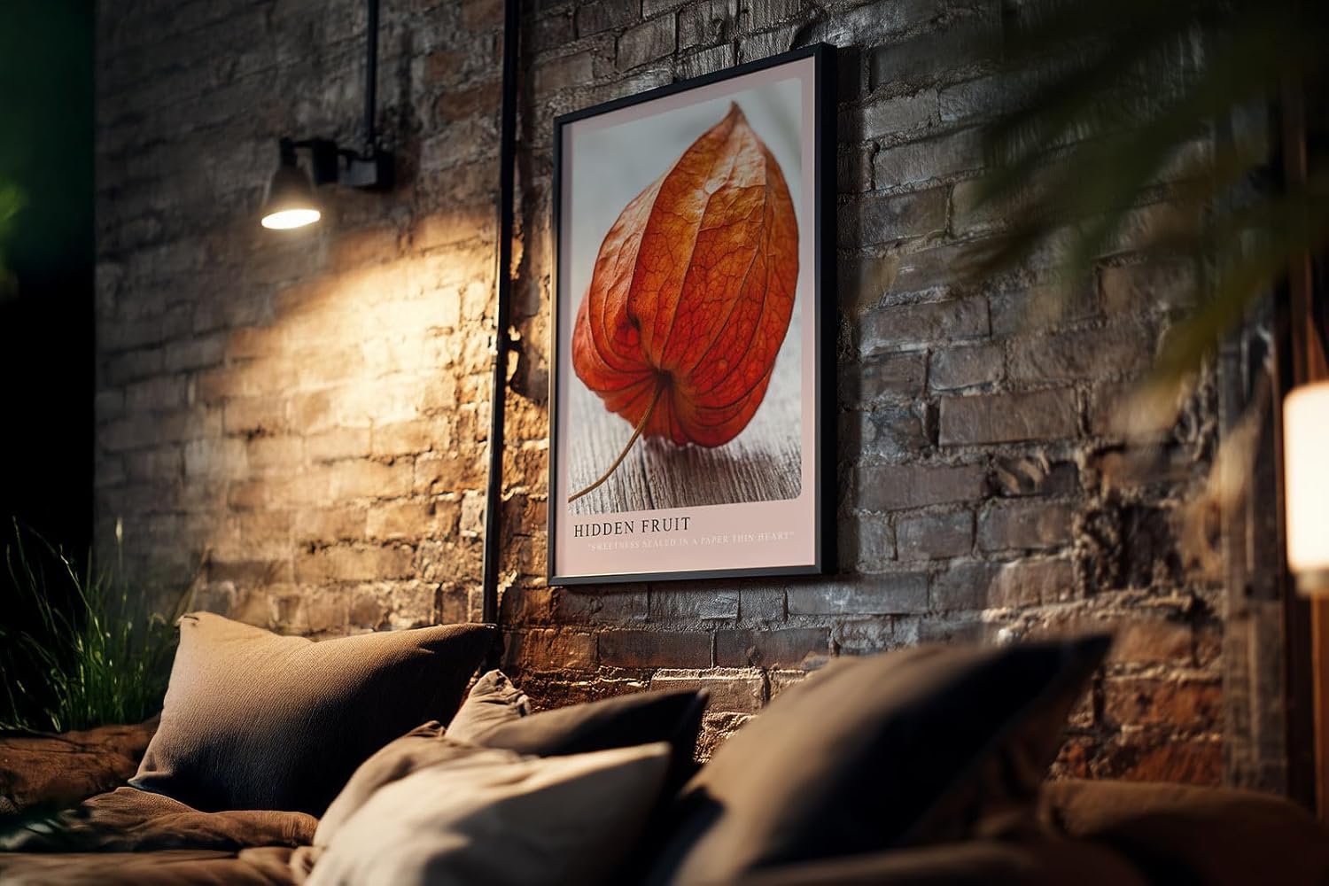 Paul Sinus Kunstdruck 40x60cm Hidden Fruit – Physalis in Nahaufnahme mit natürlicher Struktur und Farbspiel