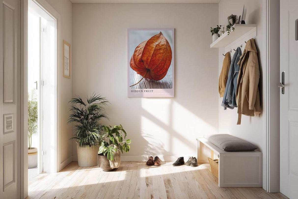 Paul Sinus Kunstdruck 40x60cm Hidden Fruit – Physalis in Nahaufnahme mit natürlicher Struktur und Farbspiel