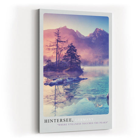 Paul Sinus Kunstdruck 40x60cm Hintersee in Bayern – malerische Berglandschaft mit glasklarem See in Pastellfarben