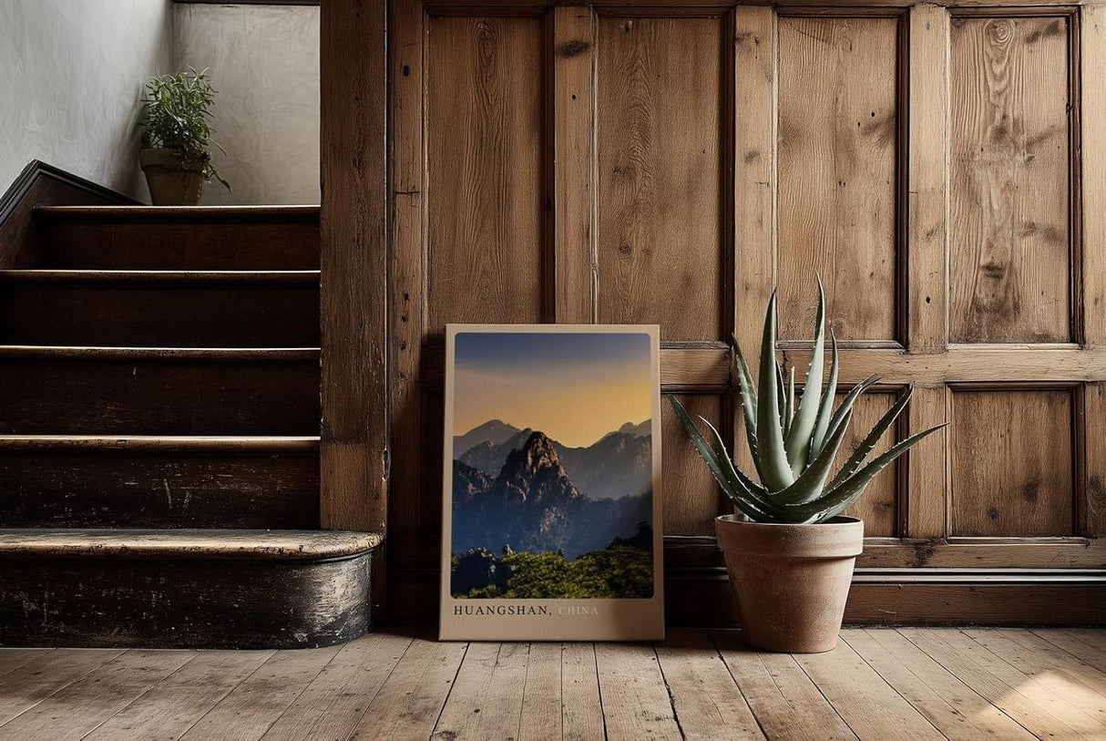 Paul Sinus Kunstdruck 40x60cm Huangshan – Nebliges Bergpanorama aus Chinas Osten bei Sonnenuntergang