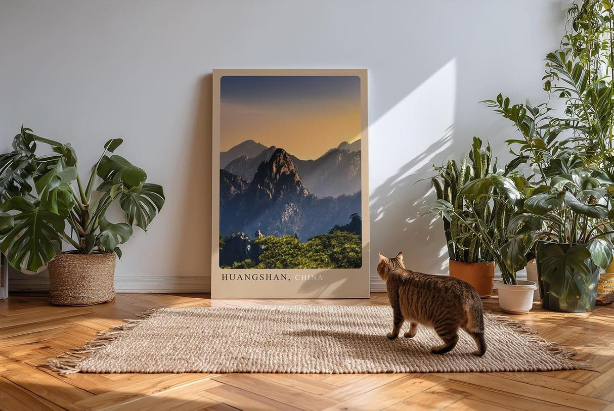 Paul Sinus Kunstdruck 40x60cm Huangshan – Nebliges Bergpanorama aus Chinas Osten bei Sonnenuntergang