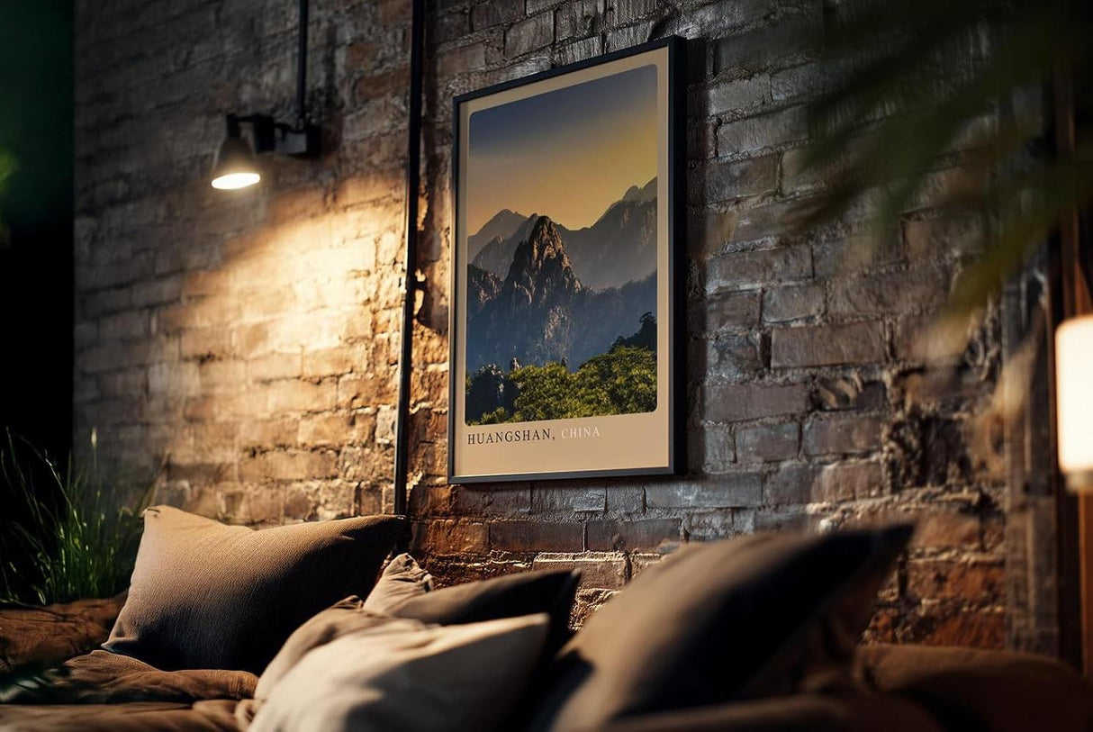 Paul Sinus Kunstdruck 40x60cm Huangshan – Nebliges Bergpanorama aus Chinas Osten bei Sonnenuntergang