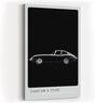 Paul Sinus Kunstdruck 40x60cm Jaguar E Type – Klassischer Sportwagen in Schwarz-Weiß auf tiefschwarzem Hintergrund in Seitenansicht