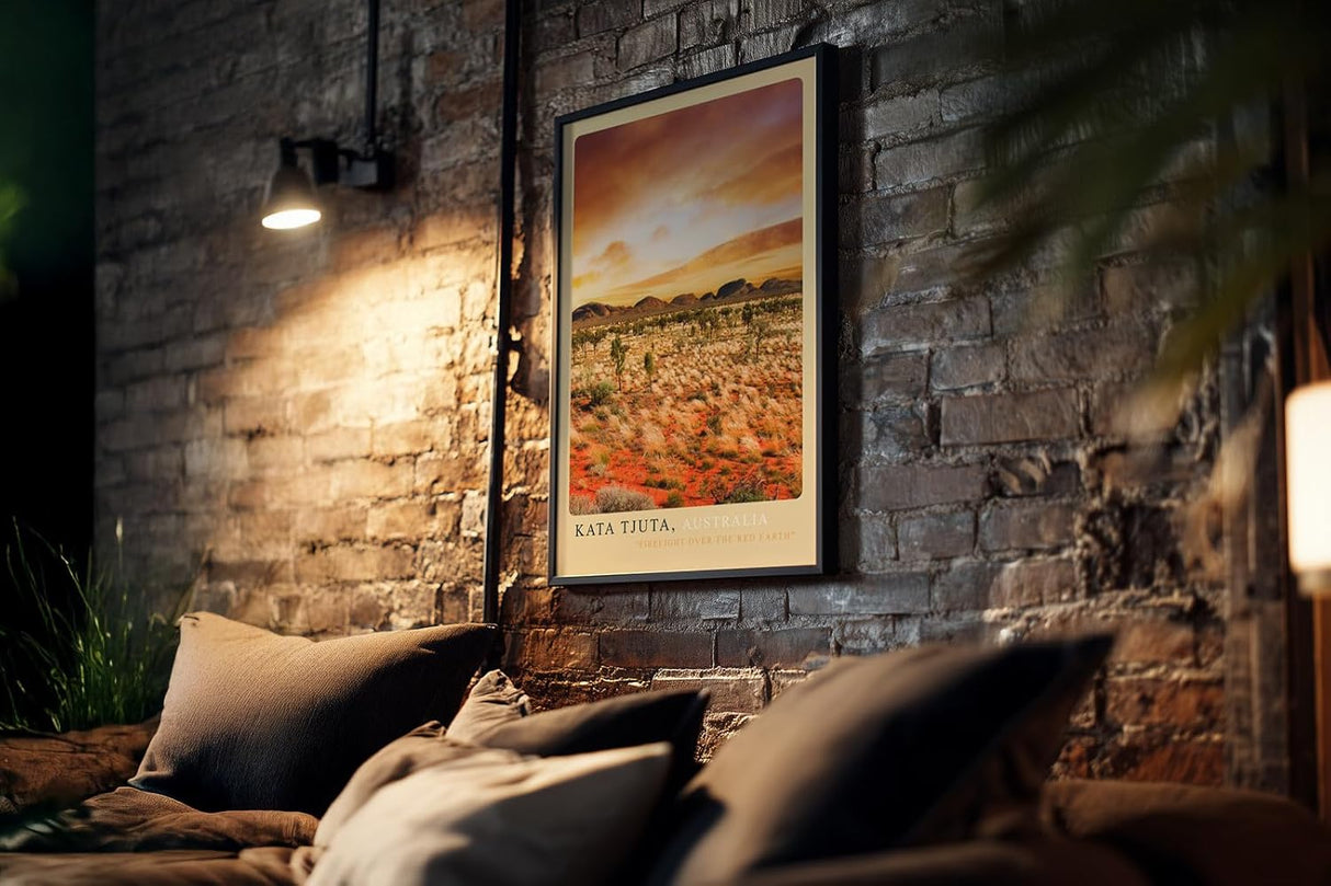 Paul Sinus Kunstdruck 40x60cm Kata Tjuta Australien Rotes Outback mit spektakulärem Abendhimmel