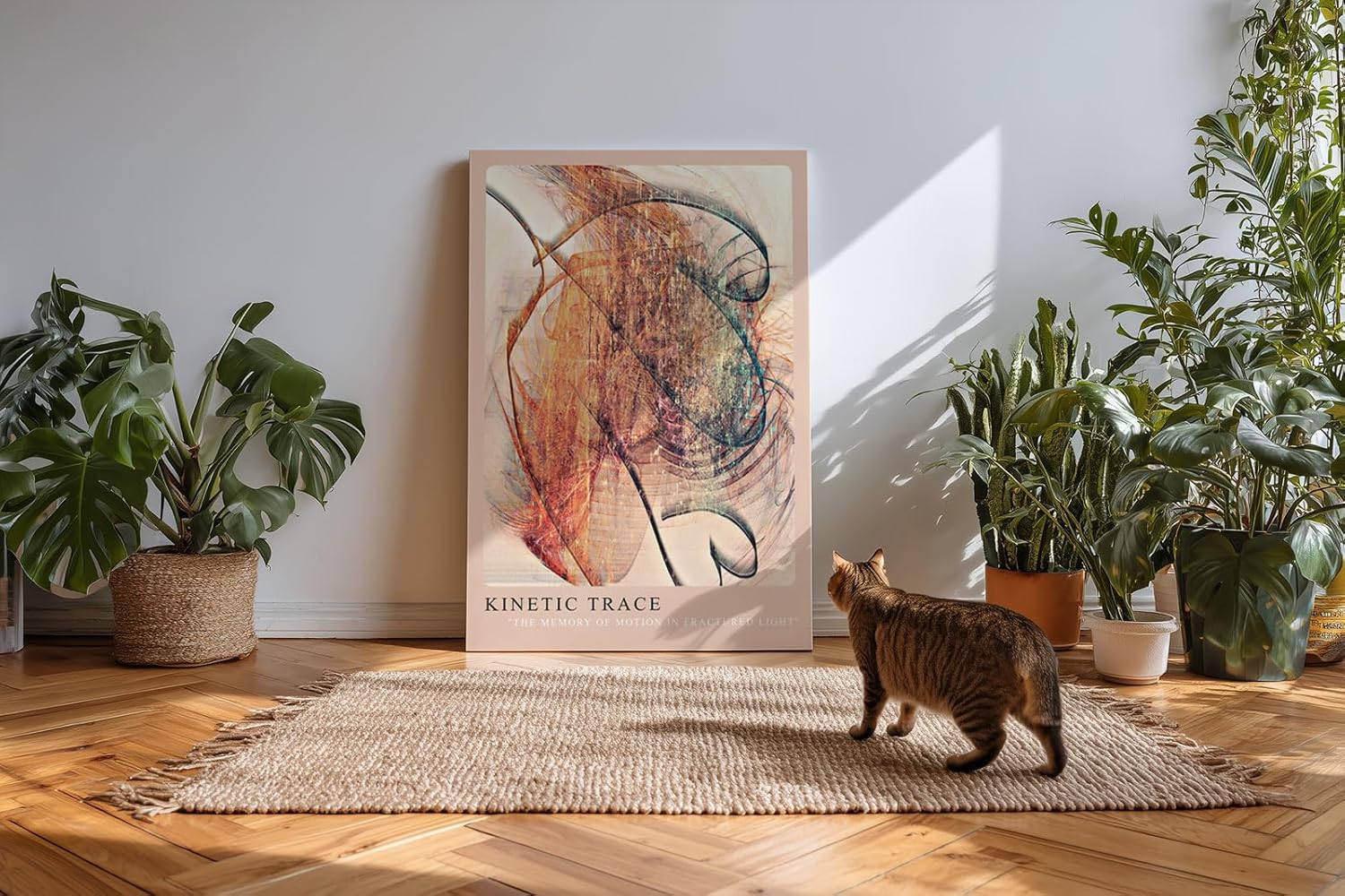 Paul Sinus Kunstdruck 40x60cm Kinetic Trace Bewegung Linien Orange Energie Fragment Licht