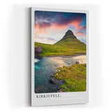 Paul Sinus Kunstdruck 40x60cm Kirkjufell – Magischer Berg im Licht Islands mit Flusslauf im Vordergrund
