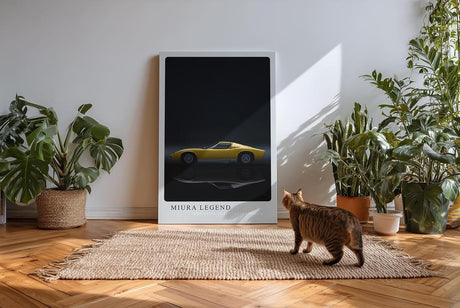 Paul Sinus Kunstdruck 40x60cm Lamborghini Miura Auto Legende Sportwagen Gelb Schwarz Retro