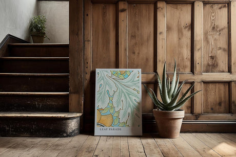 Paul Sinus Kunstdruck 40x60cm Leaf Parade zarte Blattformen in Pastelltönen auf stilvoller Leinwand