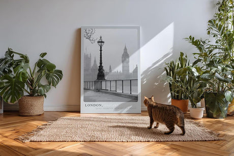 Paul Sinus Kunstdruck 40x60cm London England Big Ben Schwarzweiß Stadt Nostalgie Regen