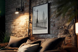 Paul Sinus Kunstdruck 40x60cm London England Big Ben Schwarzweiß Stadt Nostalgie Regen