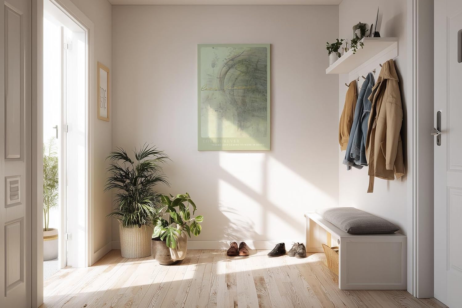 Paul Sinus Kunstdruck 40x60cm Love Forever Stein Beige Schrift Emotion Erinnerung Zeit