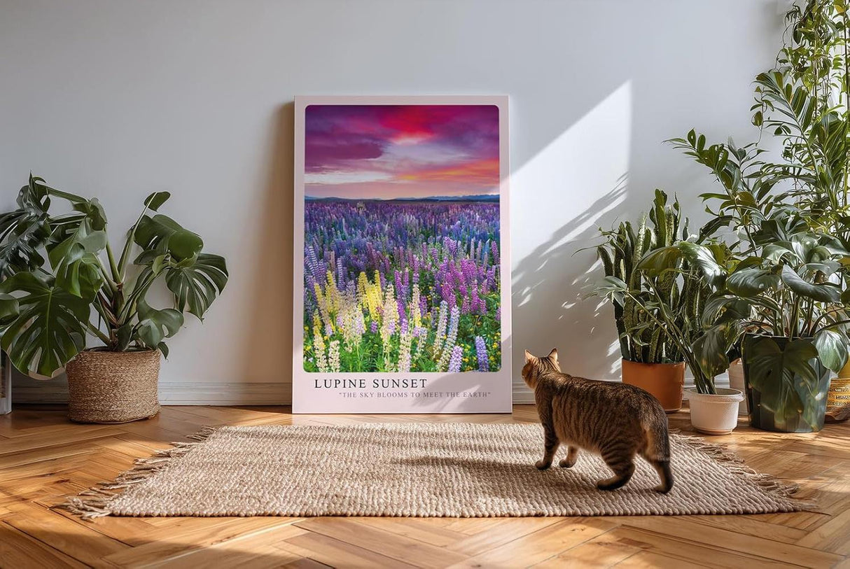 Paul Sinus Kunstdruck 40x60cm Lupinen Sonnenuntergang Blumenwiese Farbenpracht Natur Lupine Sunset