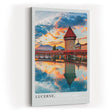 Paul Sinus Kunstdruck 40x60cm Luzern Schweiz mit Kapellbrücke und Wasserturm bei Sonnenuntergang
