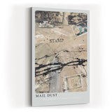 Paul Sinus Kunstdruck 40x60cm Mail Dust mit Briefmarkenfragmenten und dynamischer Farbstruktur