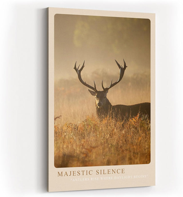 Paul Sinus Kunstdruck 40x60cm Majestic Silence Hirsch mit Geweih im Morgennebel auf Wiese