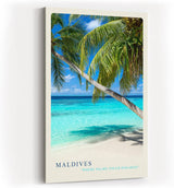 Paul Sinus Kunstdruck 40x60cm Maldives Palmenstrand mit türkisblauem Meer und weißem Sand unter strahlendem Himmel