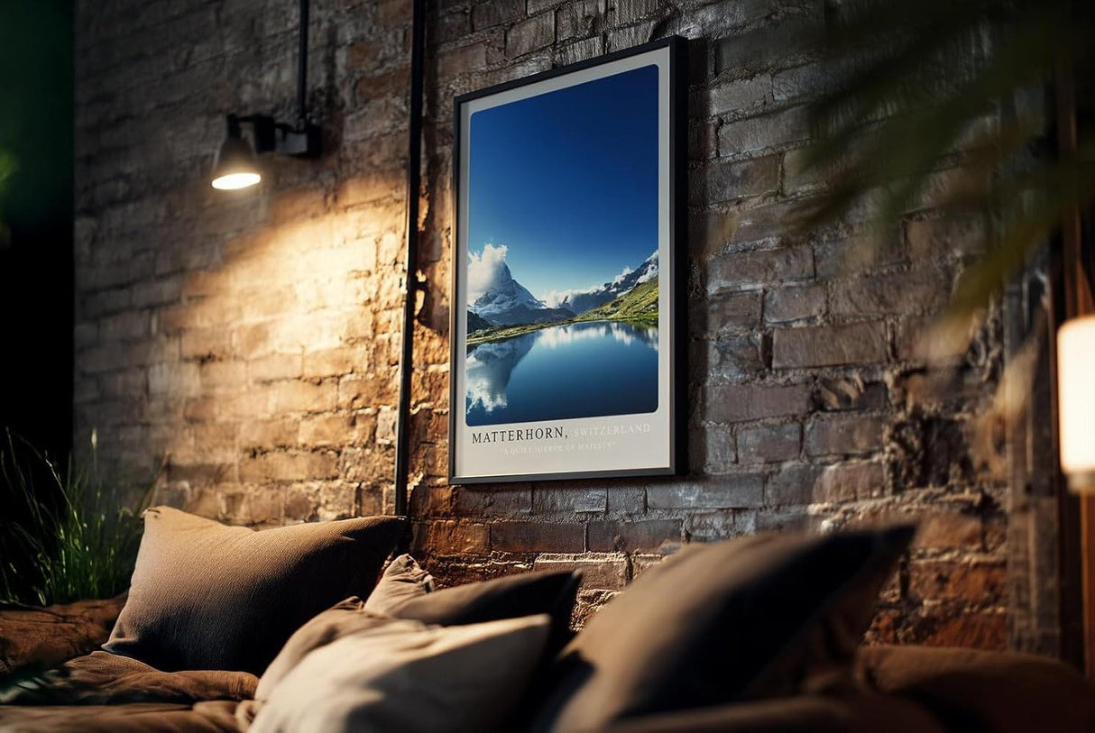 Paul Sinus Kunstdruck 40x60cm Matterhorn – Schweizer Berglandschaft mit Spiegelung im klaren Bergsee