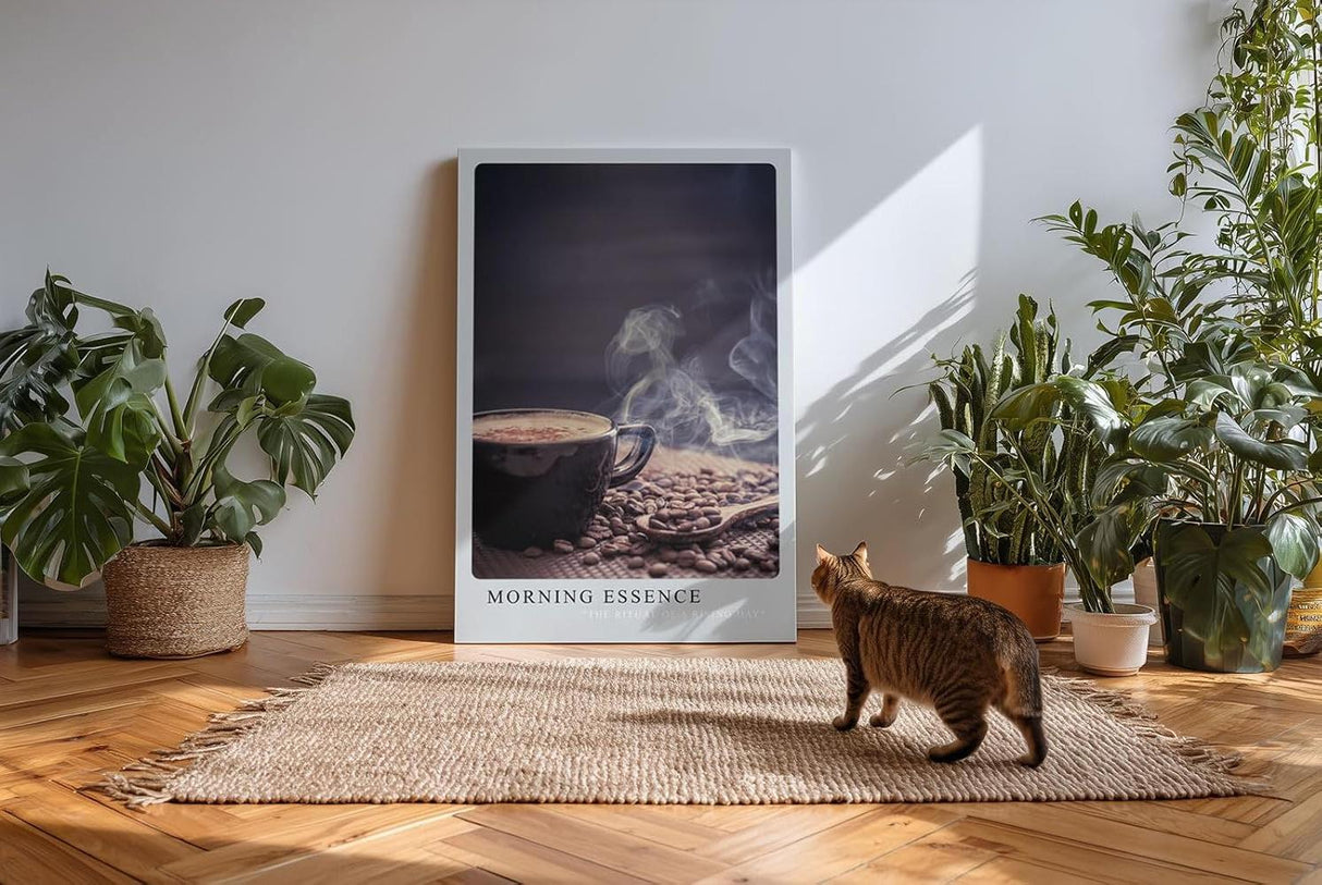 Paul Sinus Kunstdruck 40x60cm Morning Essence mit dampfender Kaffeetasse und Bohnen