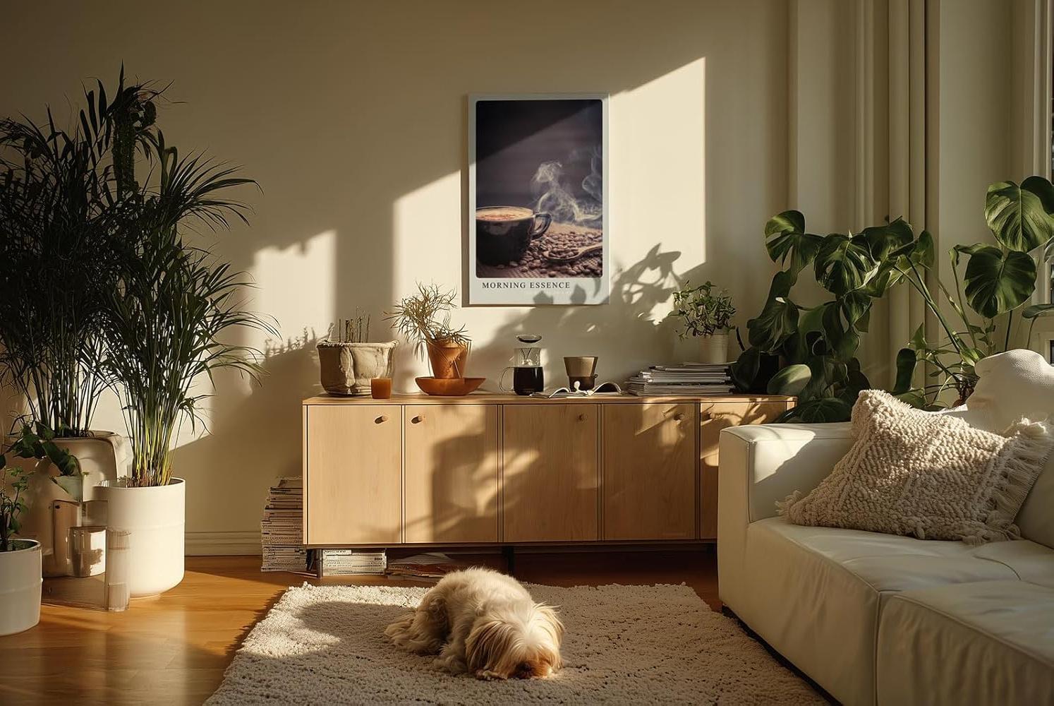 Paul Sinus Kunstdruck 40x60cm Morning Essence mit dampfender Kaffeetasse und Bohnen