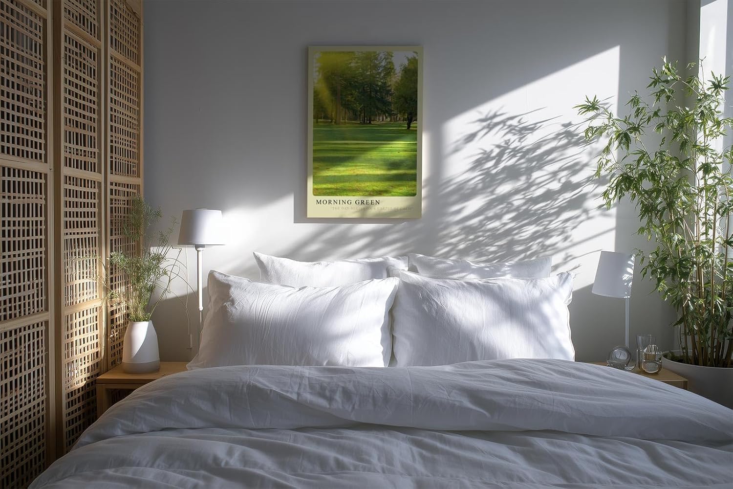 Paul Sinus Kunstdruck 40x60cm Morning Green – Sonnenstrahlen im Park auf frischem Rasen mit friedlicher Stimmung