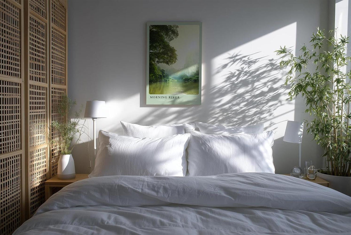 Paul Sinus Kunstdruck 40x60cm Morning River – Flusslandschaft mit Licht und Nebel am Morgen