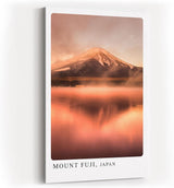 Paul Sinus Kunstdruck 40x60cm Mount Fuji mit rosa Himmel und Wasserspiegelung am Abend