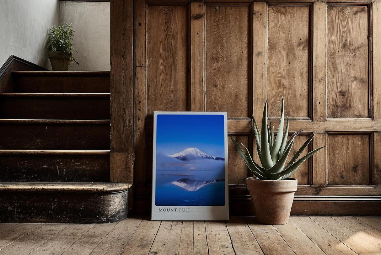 Paul Sinus Kunstdruck 40x60cm Mount Fuji mit Spiegelung im See und blauem Himmel