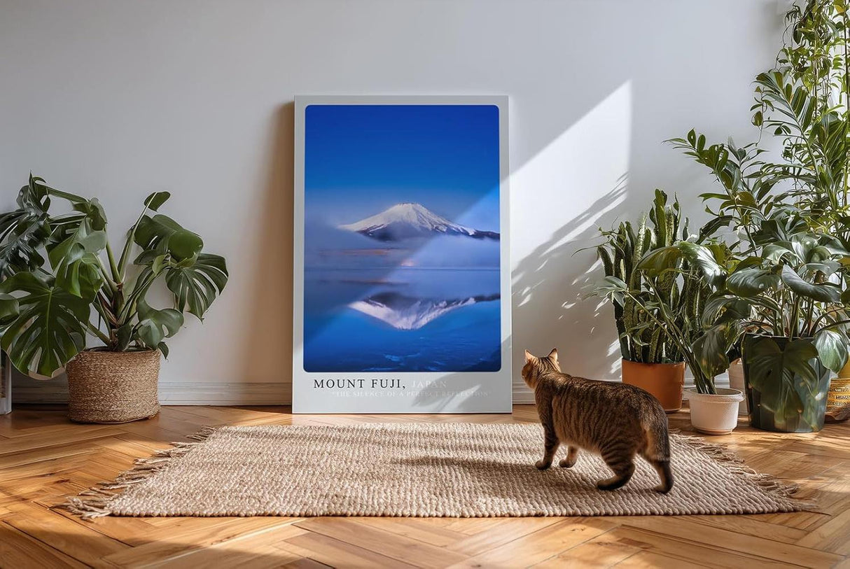 Paul Sinus Kunstdruck 40x60cm Mount Fuji mit Spiegelung im See und blauem Himmel