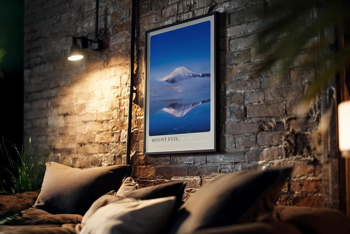 Paul Sinus Kunstdruck 40x60cm Mount Fuji mit Spiegelung im See und blauem Himmel