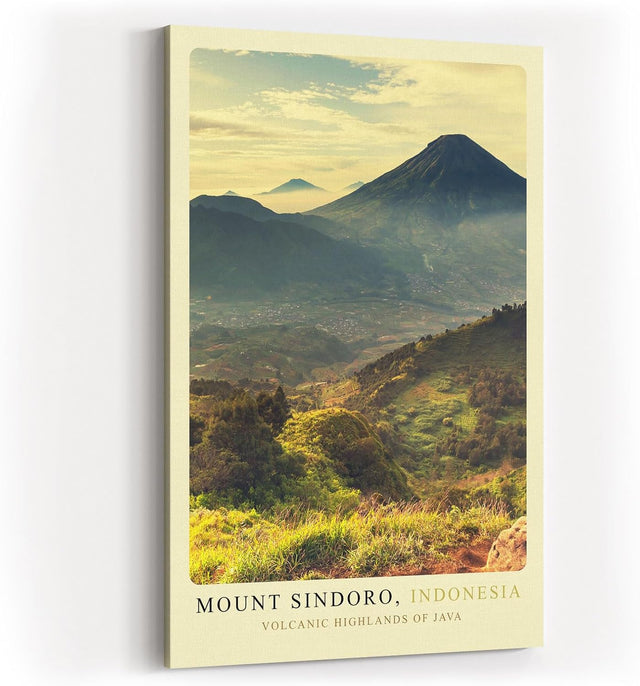 Paul Sinus Kunstdruck 40x60cm Mount Sindoro Indonesia Vulkanlandschaft auf Java im Morgenlicht mit tropischer Vegetation