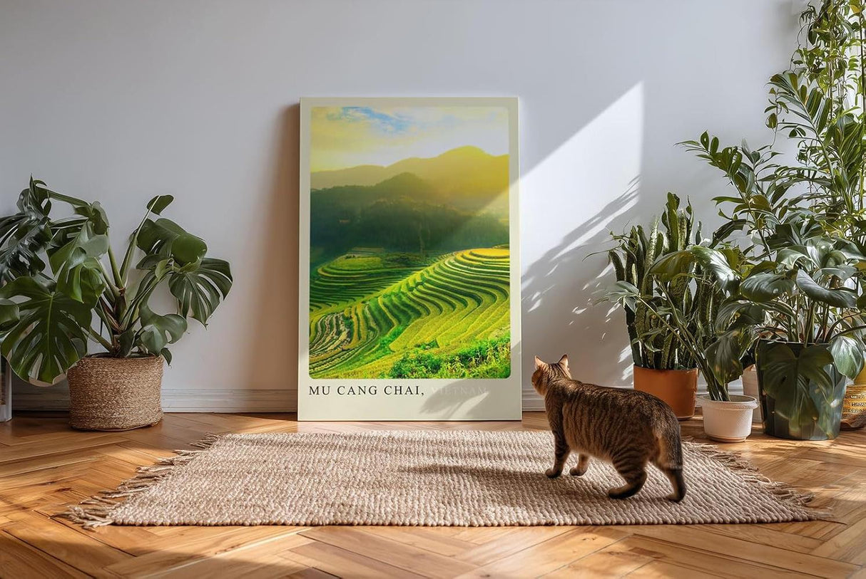 Paul Sinus Kunstdruck 40x60cm Mu Cang Chai – leuchtende Reisterrassen im Sonnenlicht in Vietnam