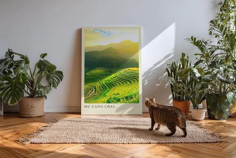 Paul Sinus Kunstdruck 40x60cm Mu Cang Chai – leuchtende Reisterrassen im Sonnenlicht in Vietnam