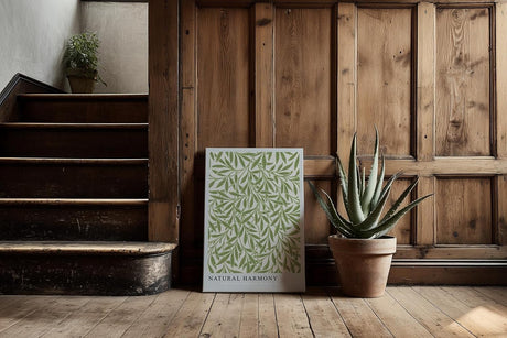 Paul Sinus Kunstdruck 40x60cm Natural Harmony sanftes Blattmuster in hellem Grün auf neutralem Grund für botanische Klarheit