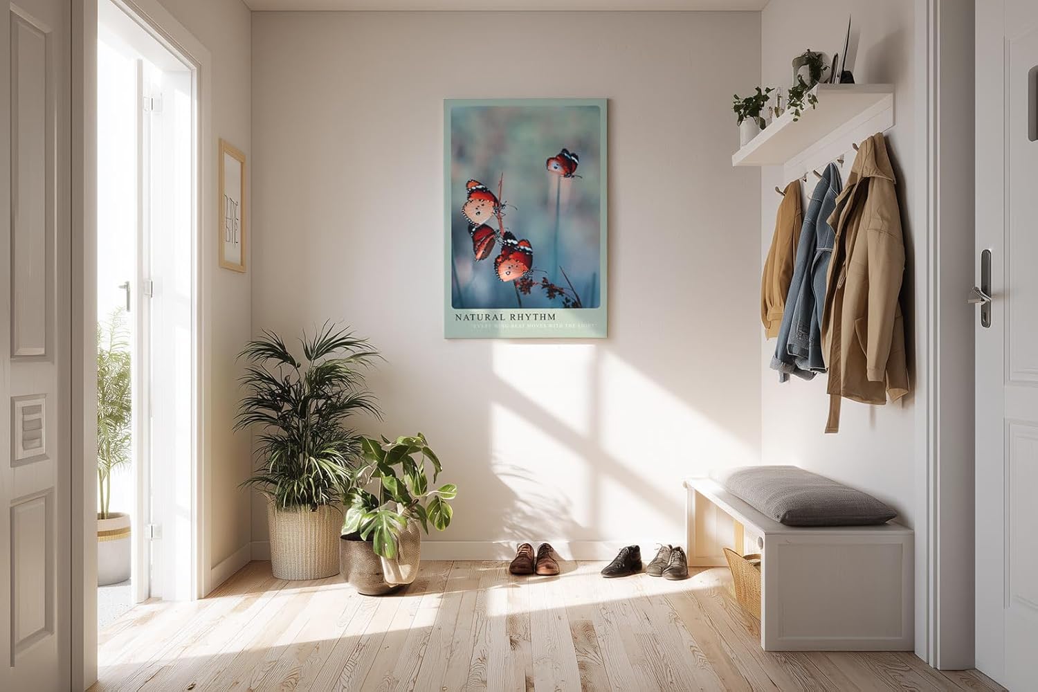 Paul Sinus Kunstdruck 40x60cm Natural Rhythm Schmetterlinge im Flug auf natürlichem Hintergrund