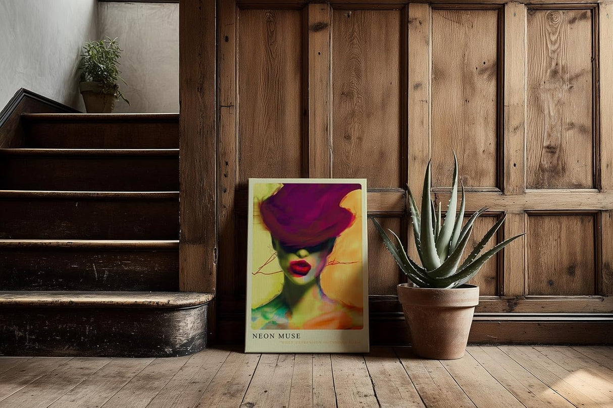 Paul Sinus Kunstdruck 40x60cm Neon Muse Pop Art Porträt in Neonfarben When Expression Outshines Form