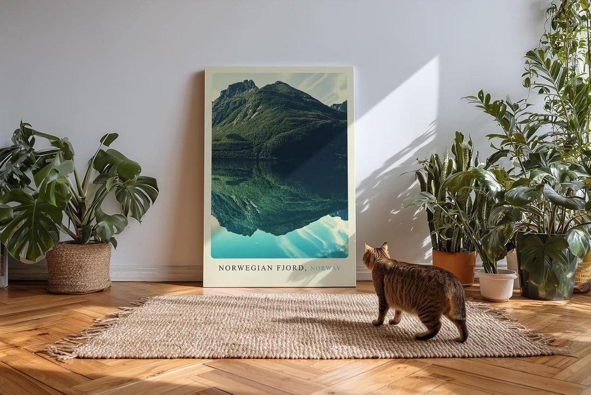 Paul Sinus Kunstdruck 40x60cm Norwegian Fjord mit Bergreflexion im klaren Wasser