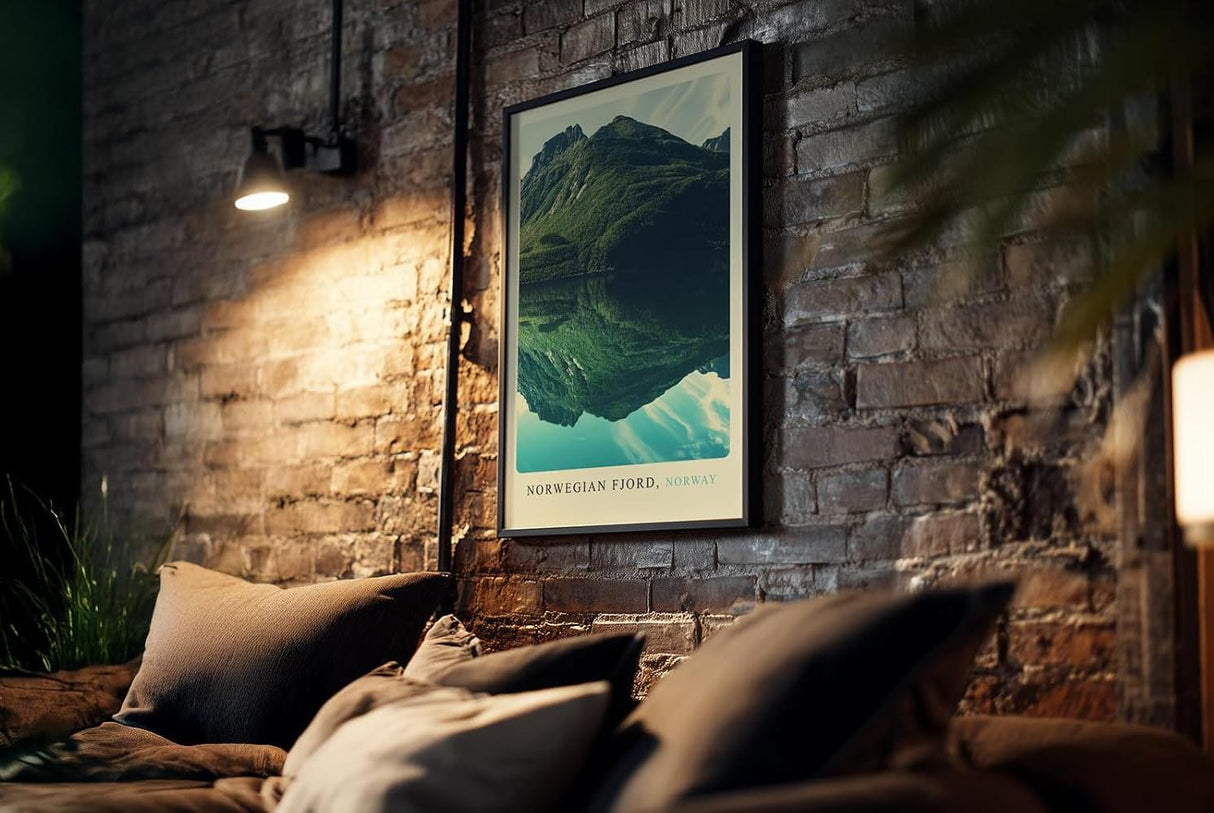 Paul Sinus Kunstdruck 40x60cm Norwegian Fjord mit Bergreflexion im klaren Wasser