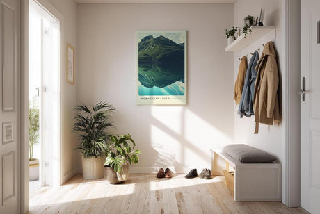 Paul Sinus Kunstdruck 40x60cm Norwegian Fjord mit Bergreflexion im klaren Wasser