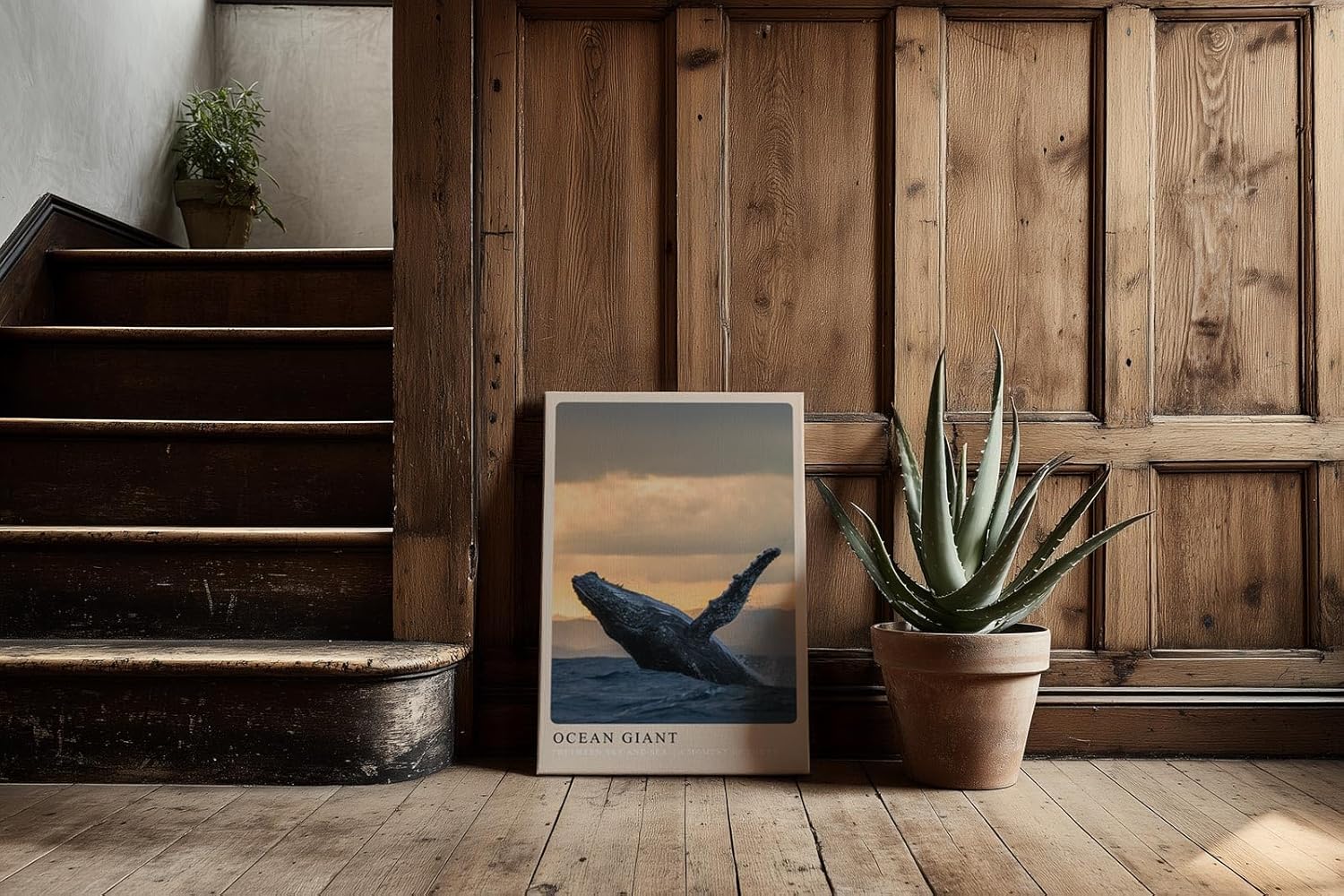 Paul Sinus Kunstdruck 40x60cm Ocean Giant Sprung eines Wals aus dem Wasser vor Sonnenuntergang