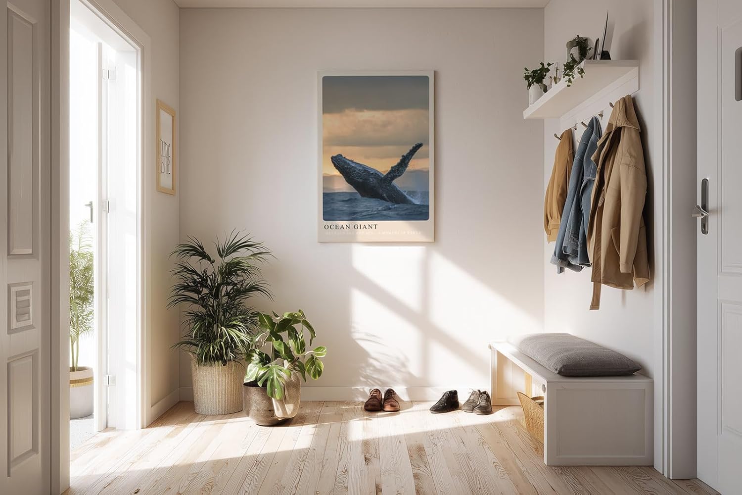 Paul Sinus Kunstdruck 40x60cm Ocean Giant Sprung eines Wals aus dem Wasser vor Sonnenuntergang