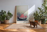 Paul Sinus Kunstdruck 40x60cm Past Meets Future Traditionelles Segelboot vor moderner Skyline in Hongkong