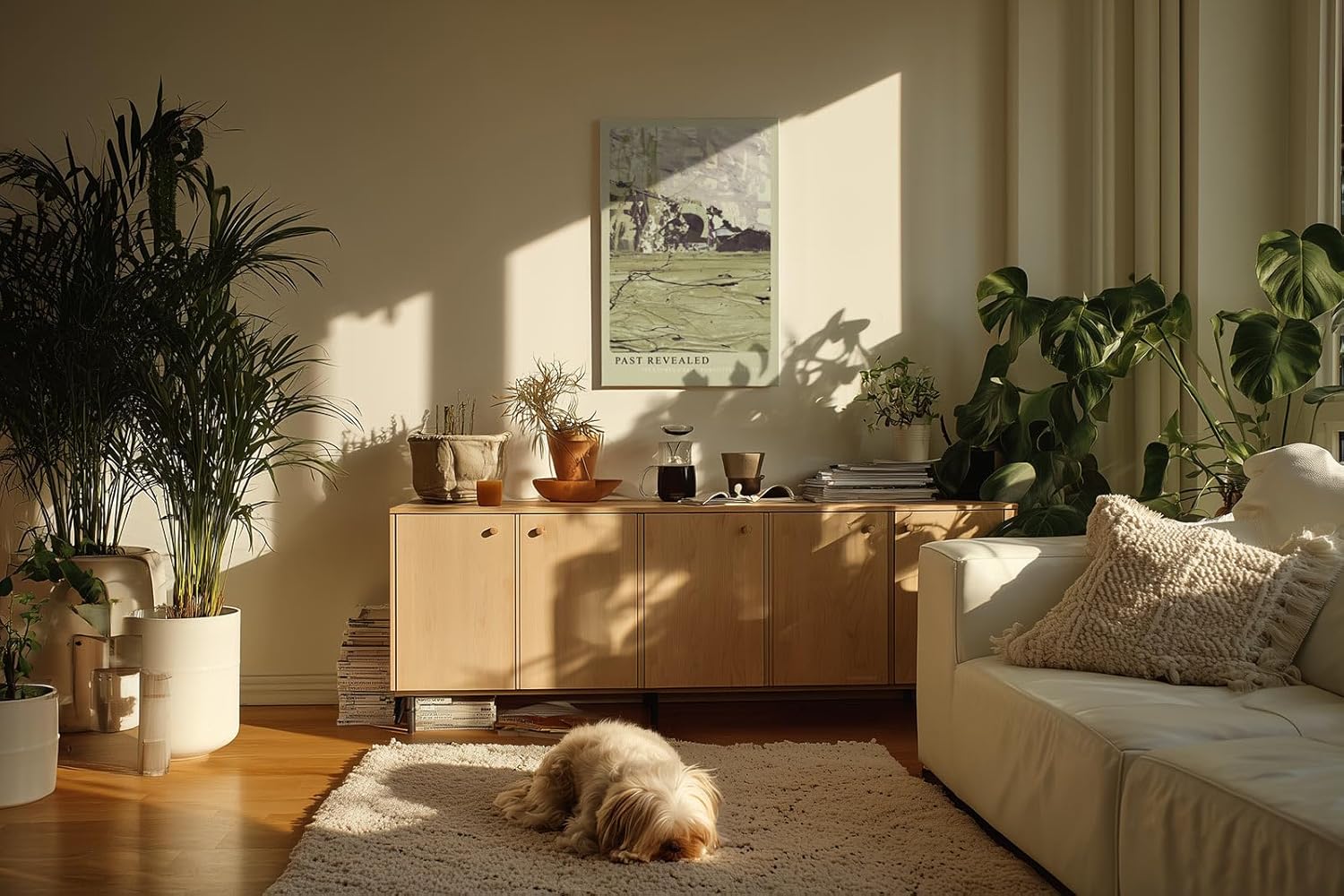 Paul Sinus Kunstdruck 40x60cm Past Revealed mit abstraktem Texturenmix in Beige und Violett