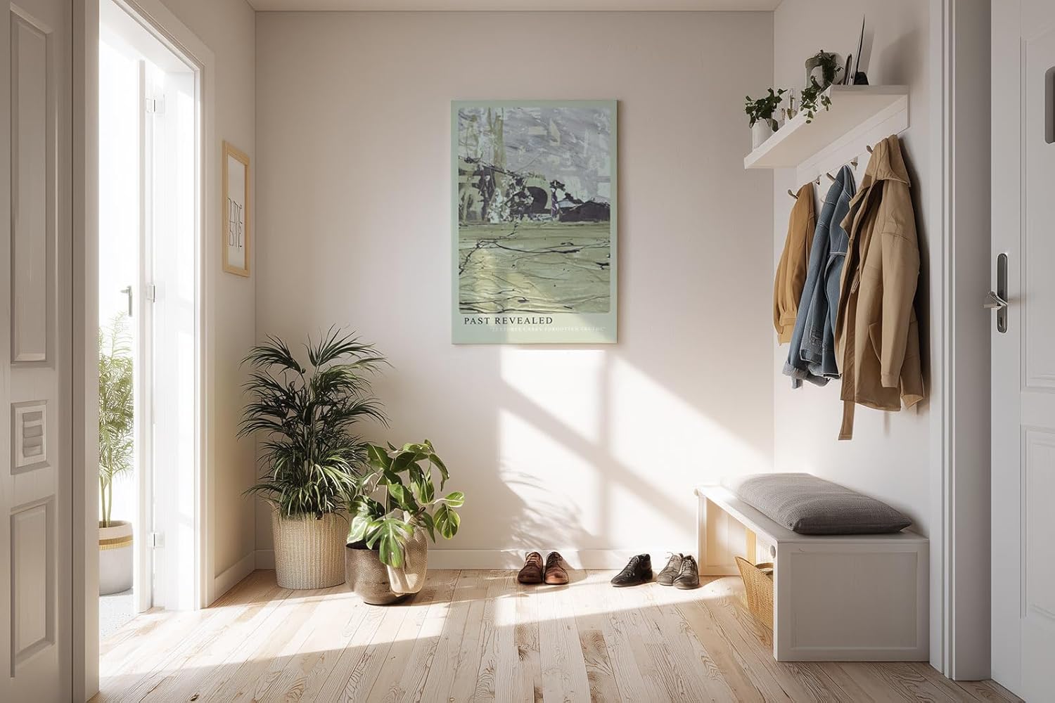 Paul Sinus Kunstdruck 40x60cm Past Revealed mit abstraktem Texturenmix in Beige und Violett