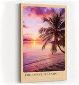 Paul Sinus Kunstdruck 40x60cm Philippinen mit Palme am Meer – tropischer Sonnenuntergang auf einsamem Strand