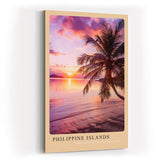 Paul Sinus Kunstdruck 40x60cm Philippinen mit Palme am Meer – tropischer Sonnenuntergang auf einsamem Strand
