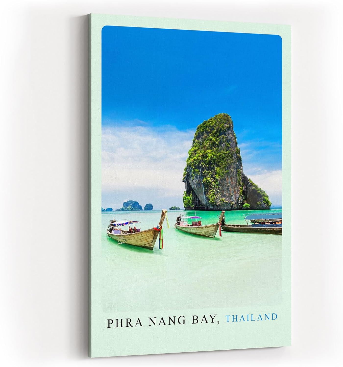 Paul Sinus Kunstdruck 40x60cm Phra Nang Bay – tropische Bucht in Thailand mit Longtail-Booten und Felseninsel