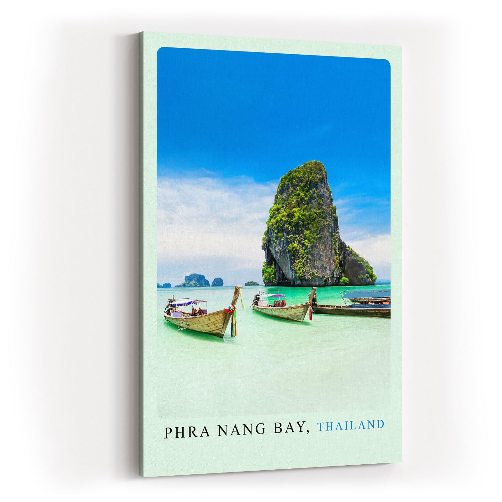 Paul Sinus Kunstdruck 40x60cm Phra Nang Bay – tropische Bucht in Thailand mit Longtail-Booten und Felseninsel